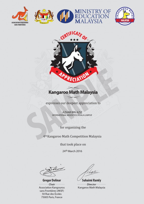 Awards and Certificates Kangaroo Math Malaysia