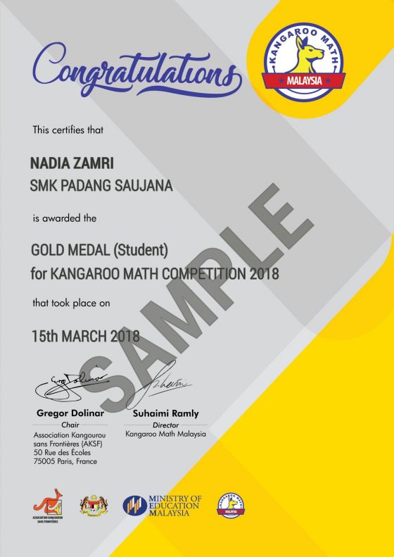 Awards and Certificates - Kangaroo Math Malaysia