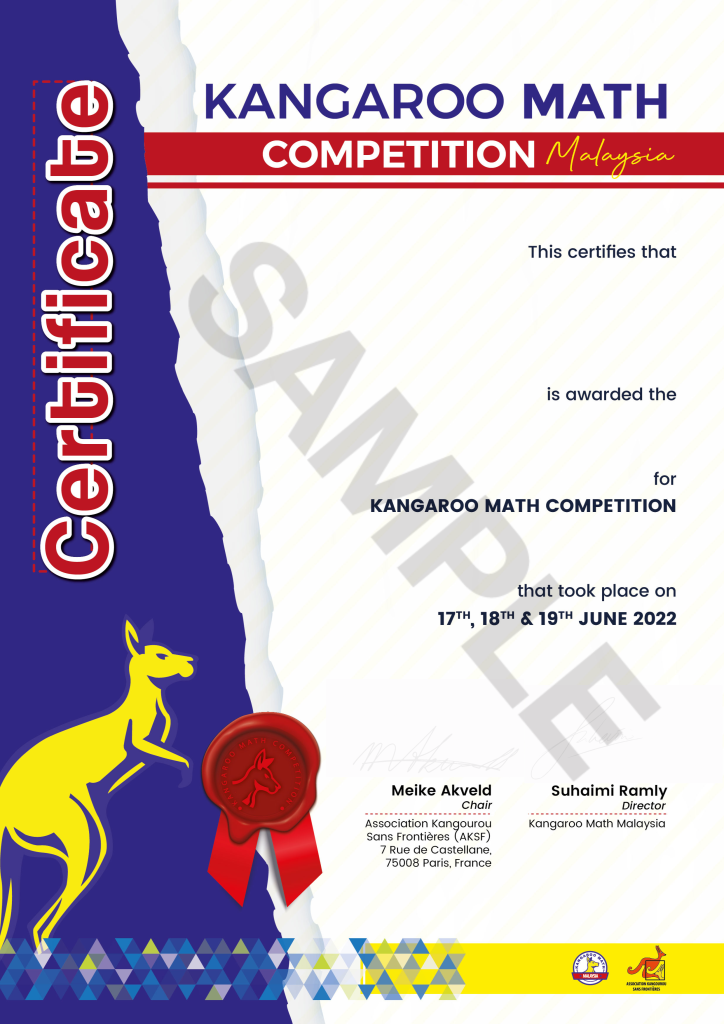 Awards and Certificates Kangaroo Math Malaysia